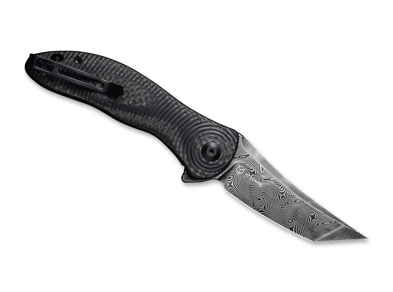 Synergy 3 Damascus G10 CF Black Tanto 4 Synergy 3 Damascus G10 CF Black Tanto – Bild 2